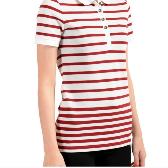 BURBERRY WOMEN'S STRIPED SHORT SLEEVE POLO BLOUSE TOP US XS IT 38 - Picture 2 of 6